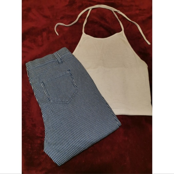 High Waisted Pinstripe Leggings - Picture 1 of 4